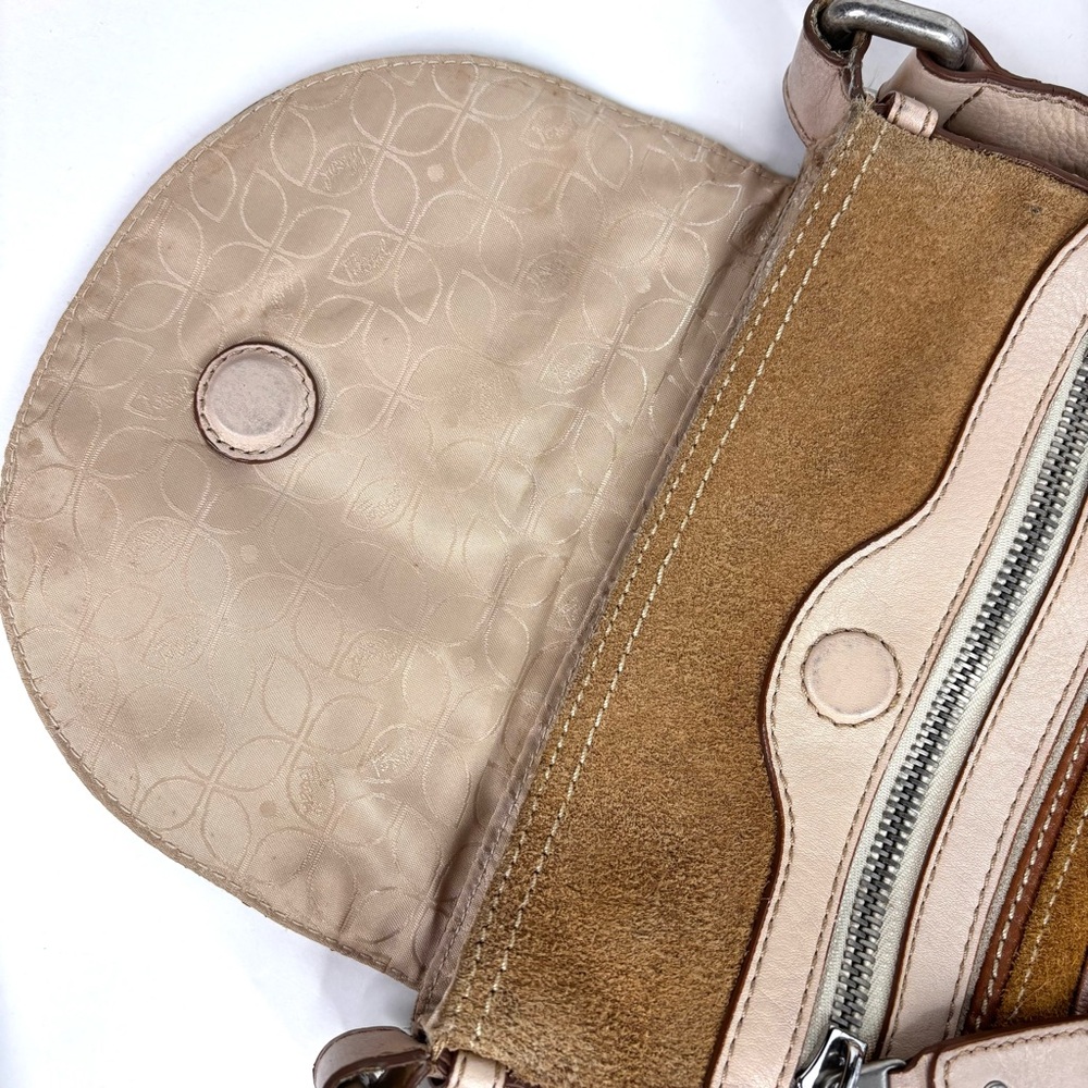 Vintage Fossil Brown, Tan and Cream Suede Leather Retro 70’s Crossbody Bag - Picture 4 of 14